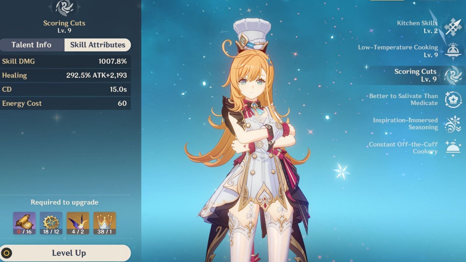 Escoffier's healing ability at Elemental Burst level 9 (Image via HoYoverse)